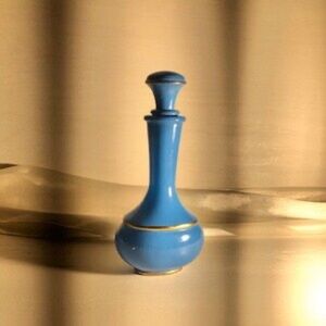 Avon Vintage Perfume Bottle, 1960's Avon Perfume Bottle- Blue with Golden Rims